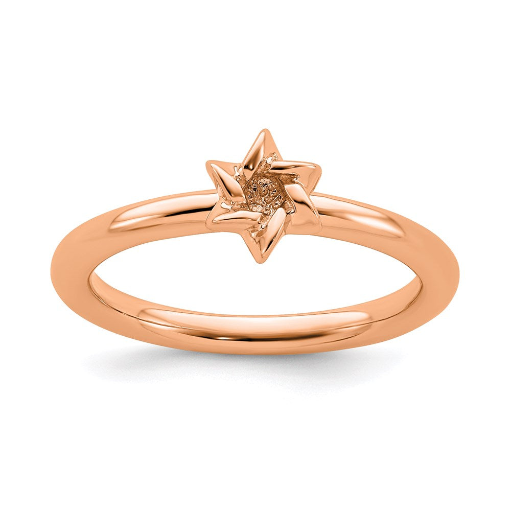 Sterling Silver Stackable Expressions Pink-plated Star of David Ring