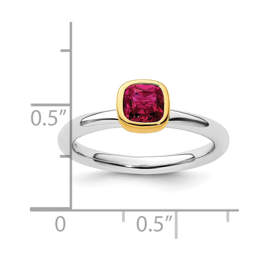 Sterling Silver Stackable Expressions w/Gold-plated Cr. Ruby Ring Size -6