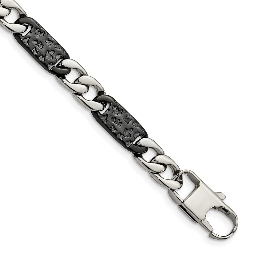 Stainless Steel Polished Black IP-plated 8.5in Link Bracelet 8.5 inches