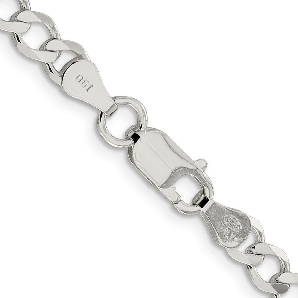 Sterling Silver 5.3mm Semi-solid Flat Curb Chain 20 Inches