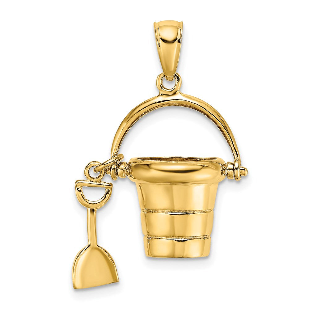 14K 3-D Moveable Beach Bucket W/ Shovel Charm