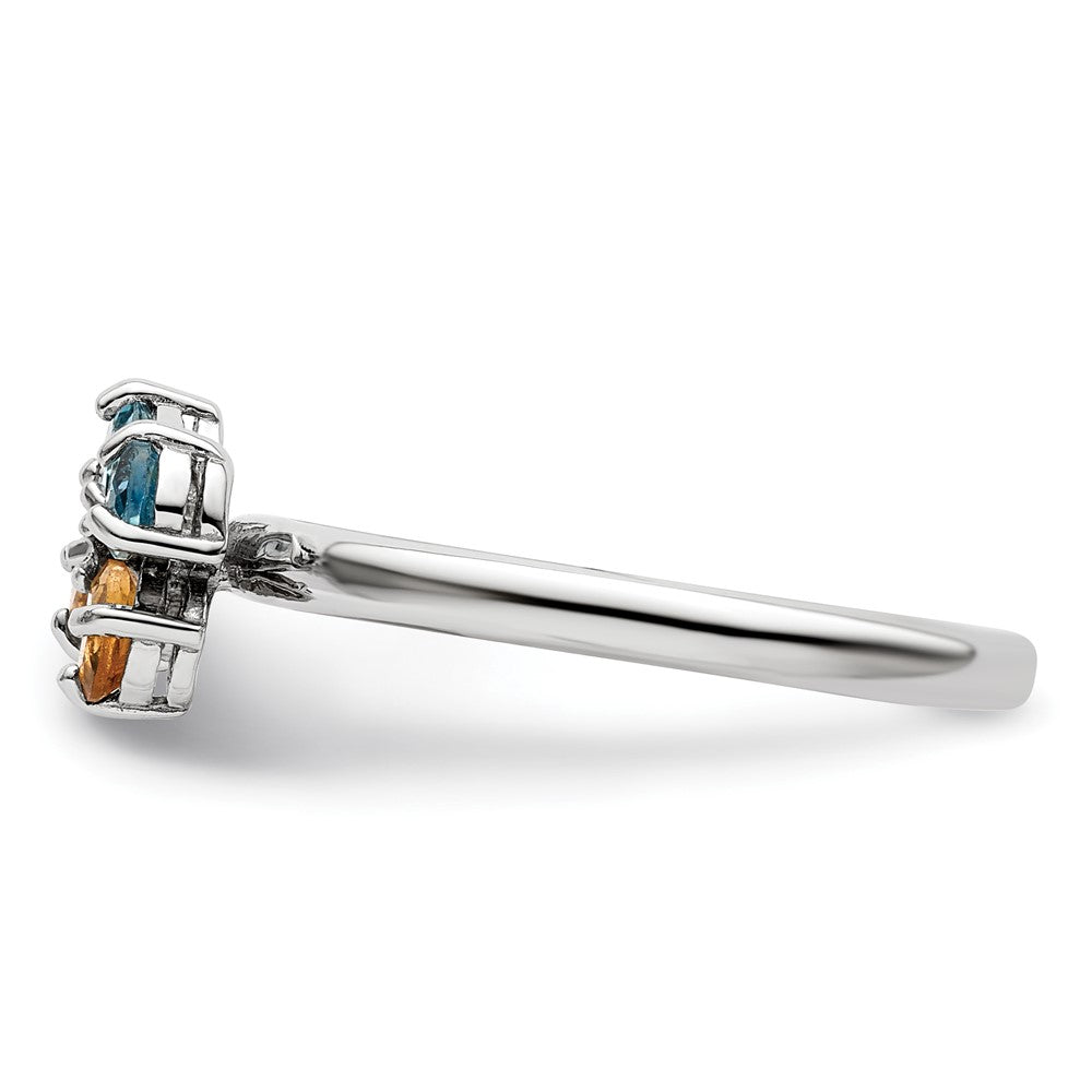 Sterling Silver Stackable Expressions Blue Topaz & Citrine Butterfly Ring Size -7