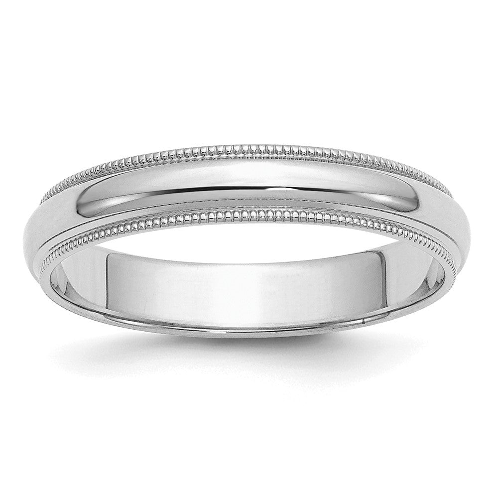 Sterling Silver Rhodium-plated 4mm Half Round Milgrain Size 5 Band