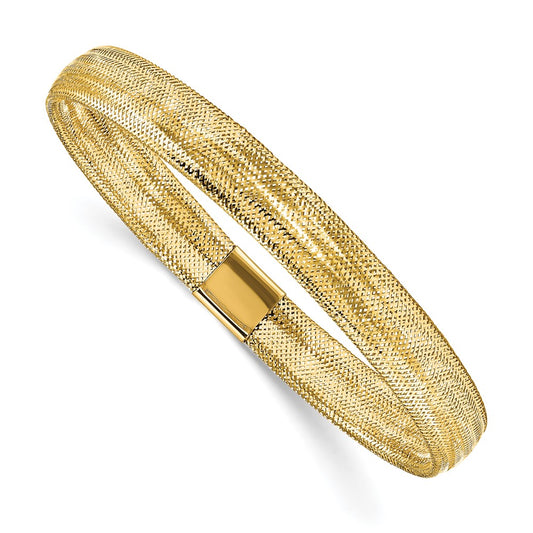 10K Polished Mesh Stretch Bracelet