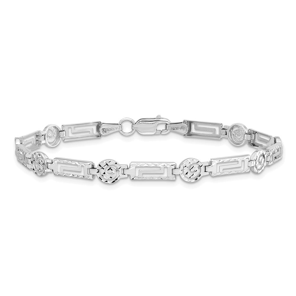 14K White Gold D/C Bracelet 7  inches