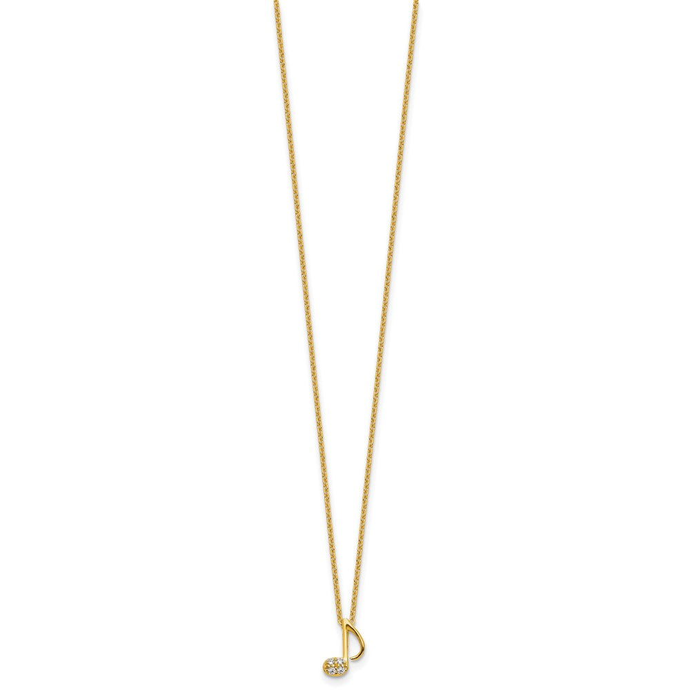 Cheryl M Sterling Silver Gold-plated Polished CZ Music Note 16 Inch with 2 Inch Extension Necklace