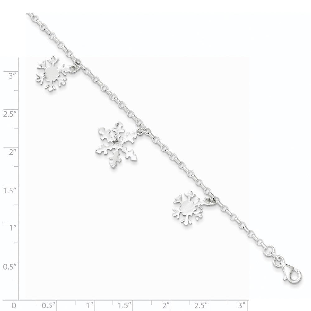 Sterling Silver Diamond-Cut Snowflake Bracelet 7.5 inches