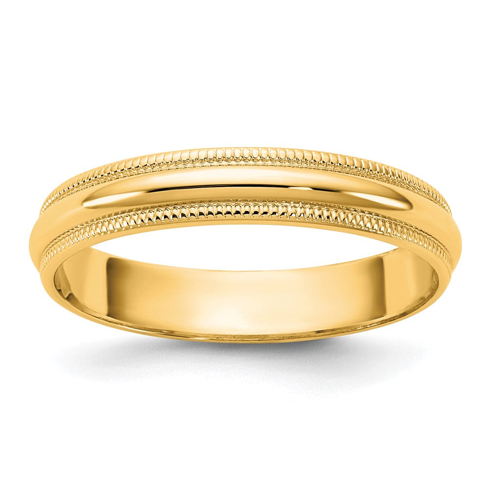 10KY 3.5mm LTW Milgrain Half Round Band Size 7