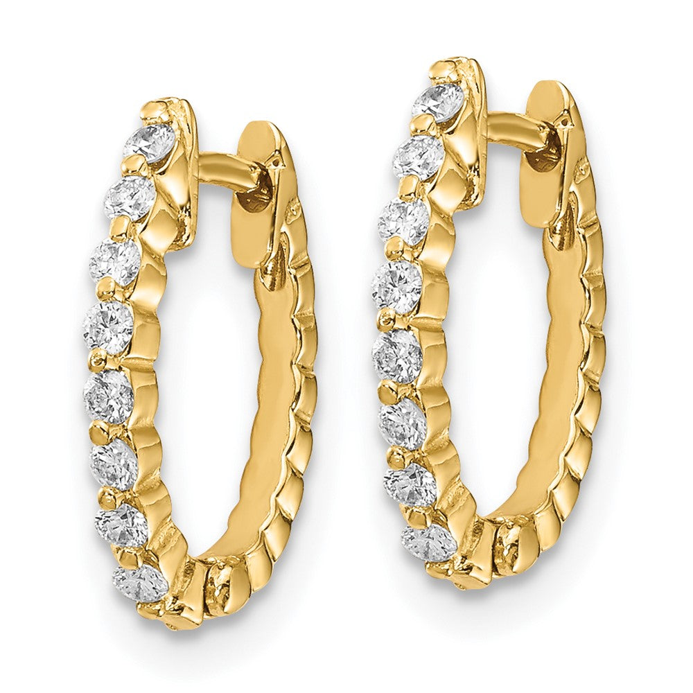 14K Gold AA Diamond Hinged Hoop Earrings