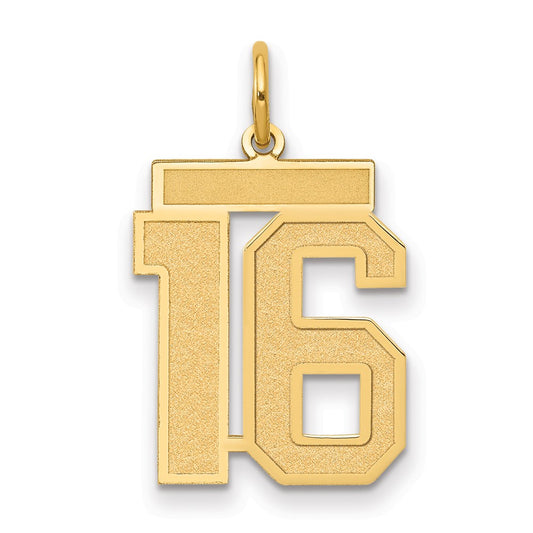 14k Medium Satin Number 16 Charm