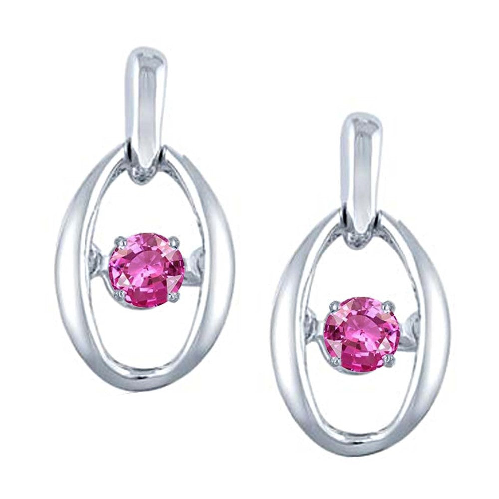 SS Earrings with Synthetic Pink Sapphire 2 = 1/3c