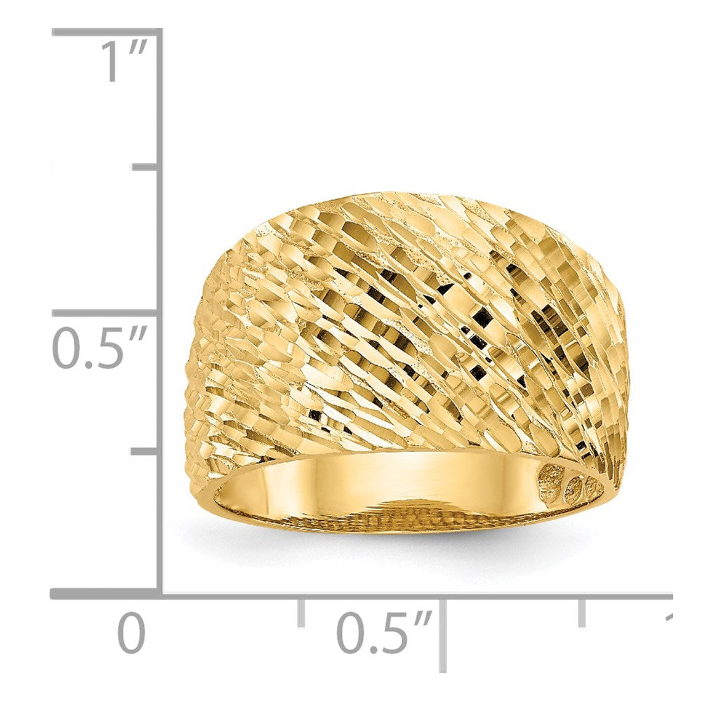 14K Gold Polished Textured Dome Ring Size 7
