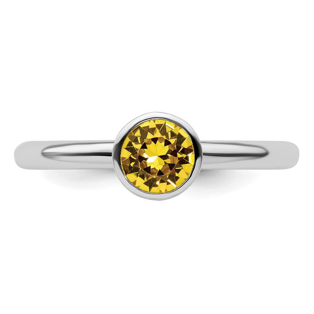 Sterling Silver Stackable Expressions High 5mm November Crystal Ring Size -8