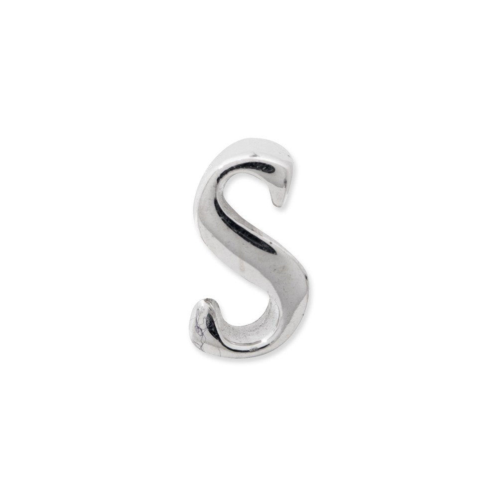925 Sterling Silver Polished Reflections Letter Name Personalized Monogram Initial S Script Bead Charm 10.91x7.27mm Wide