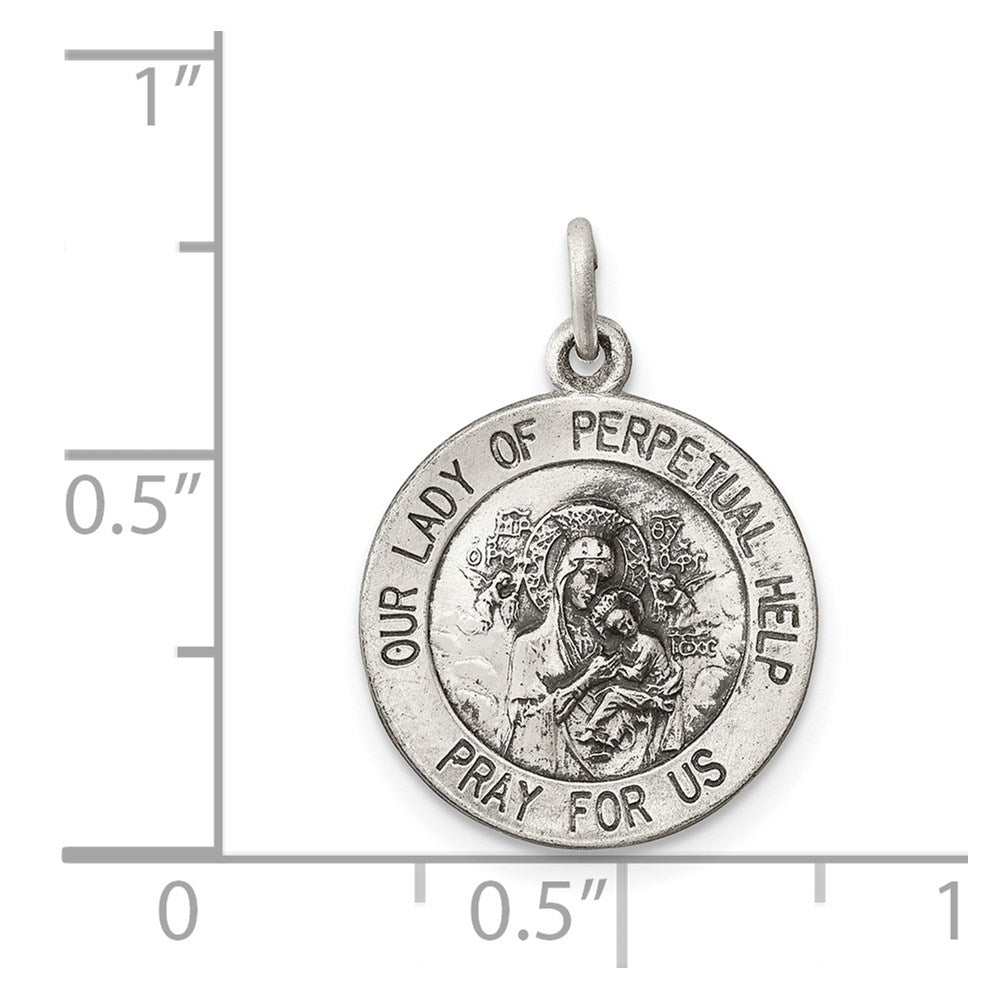 Sterling Silver Antiqued Our Lady of Perpetual Help Medal
