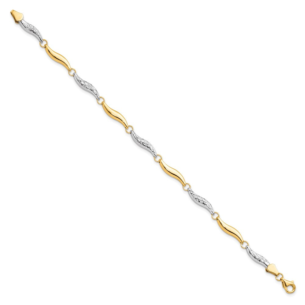 10K w/Rhodium D/C Bracelet 7  inches