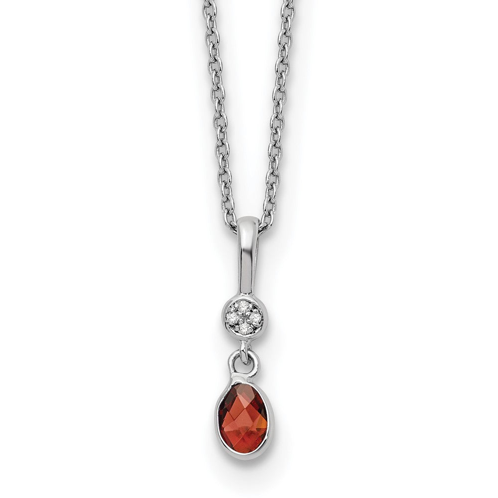 White Ice Sterling Silver Rhodium-plated 18 inch Diamond and Garnet  Necklace with 2 inch Extender