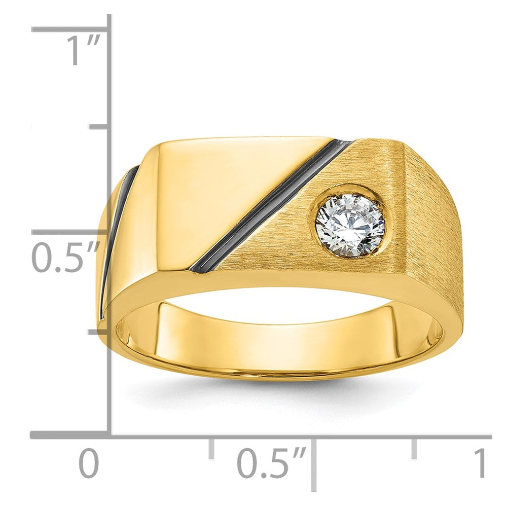 14k IBGoodman Men's Polished and Satin Diamond Signet Ring Mounting
