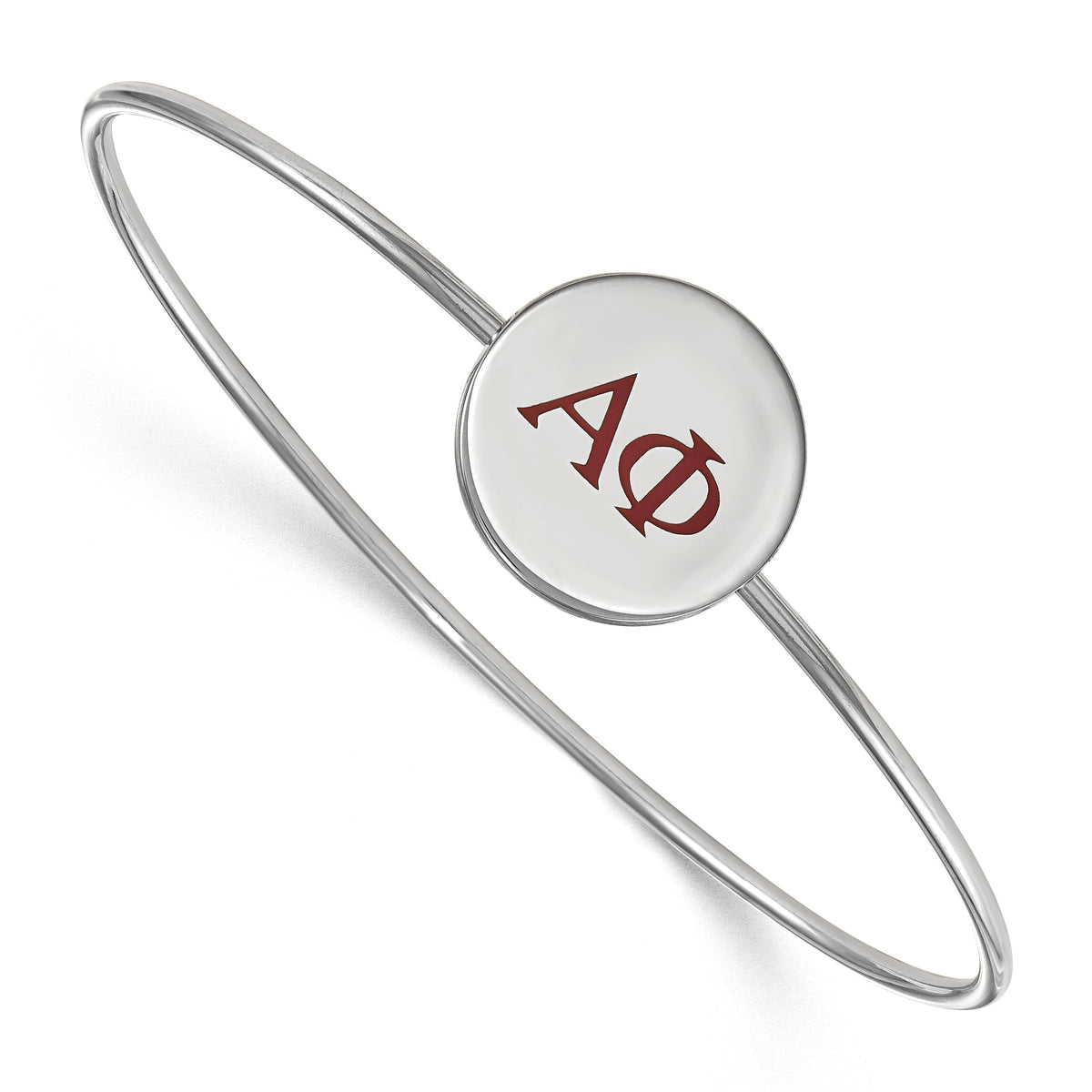 Sterling Silver Official Licensed Greek Sororities 7in Alpha Phi (??) Enameled Slip-on Bangle