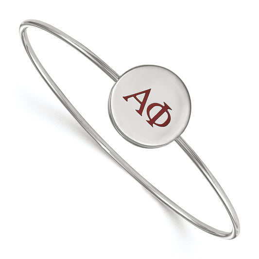 Sterling Silver Official Licensed Greek Sororities 7in Alpha Phi (??) Enameled Slip-on Bangle