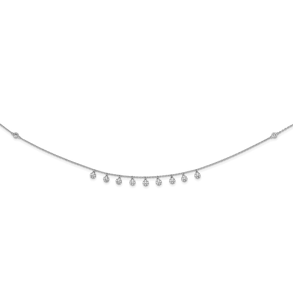 Sterling Shimmer Sterling Silver Rhodium-plated 18 inch 48 Stone 11 Star Stations CZ Necklace 18 Inches