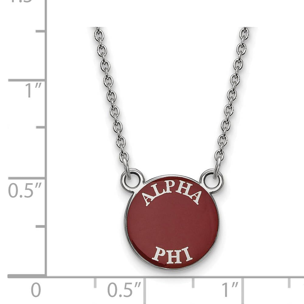 Sterling Silver 18in Official Licensed Greek Sororities Alpha Phi (??) XS Enamel Pendant w/Necklace