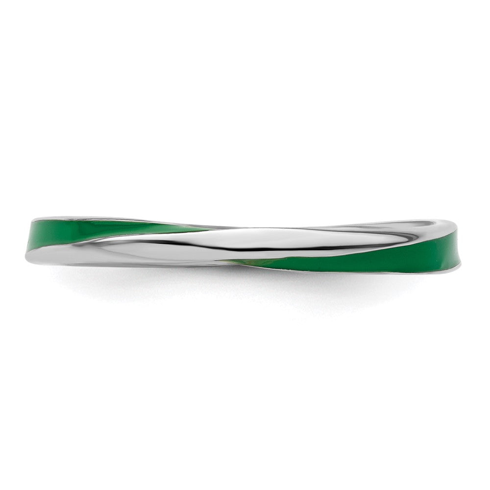 Sterling Silver Stackable Expressions Twisted Green Enameled Ring Size -8