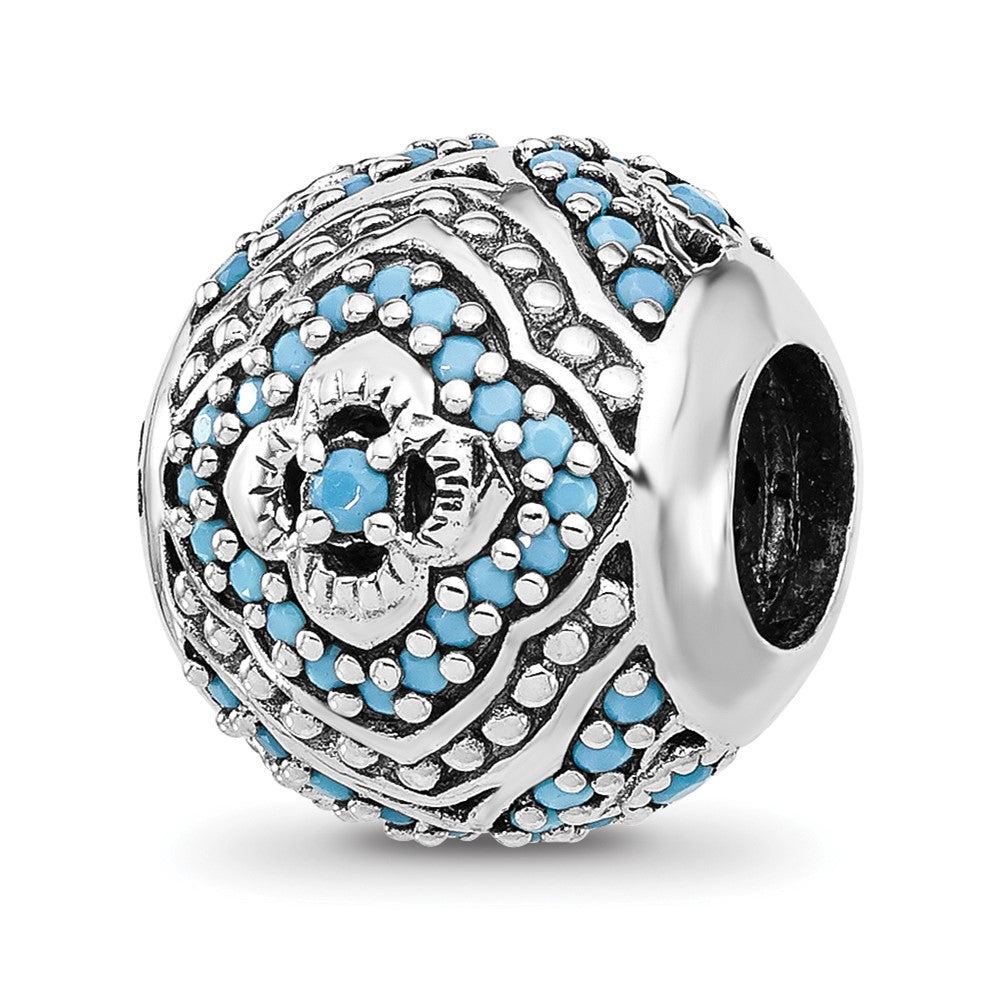 Sterling Silver Reflections Rhodium-plated Blue Nano Crystal Bead