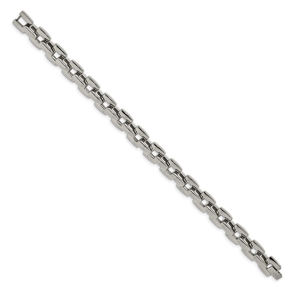Stainless Steel Polished 9in Square Link Bracelet 9 inches