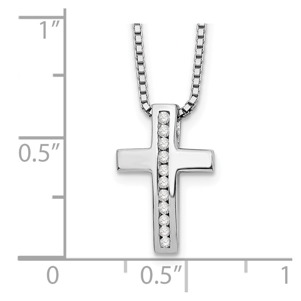 White Ice Sterling Silver Rhodium-plated 18 Inch Diamond Cross Slide Pendant Necklace with 2 Inch Extender 18 Inches