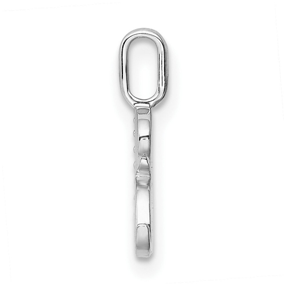 14K White Gold Diamond Letter R Initial Pendant