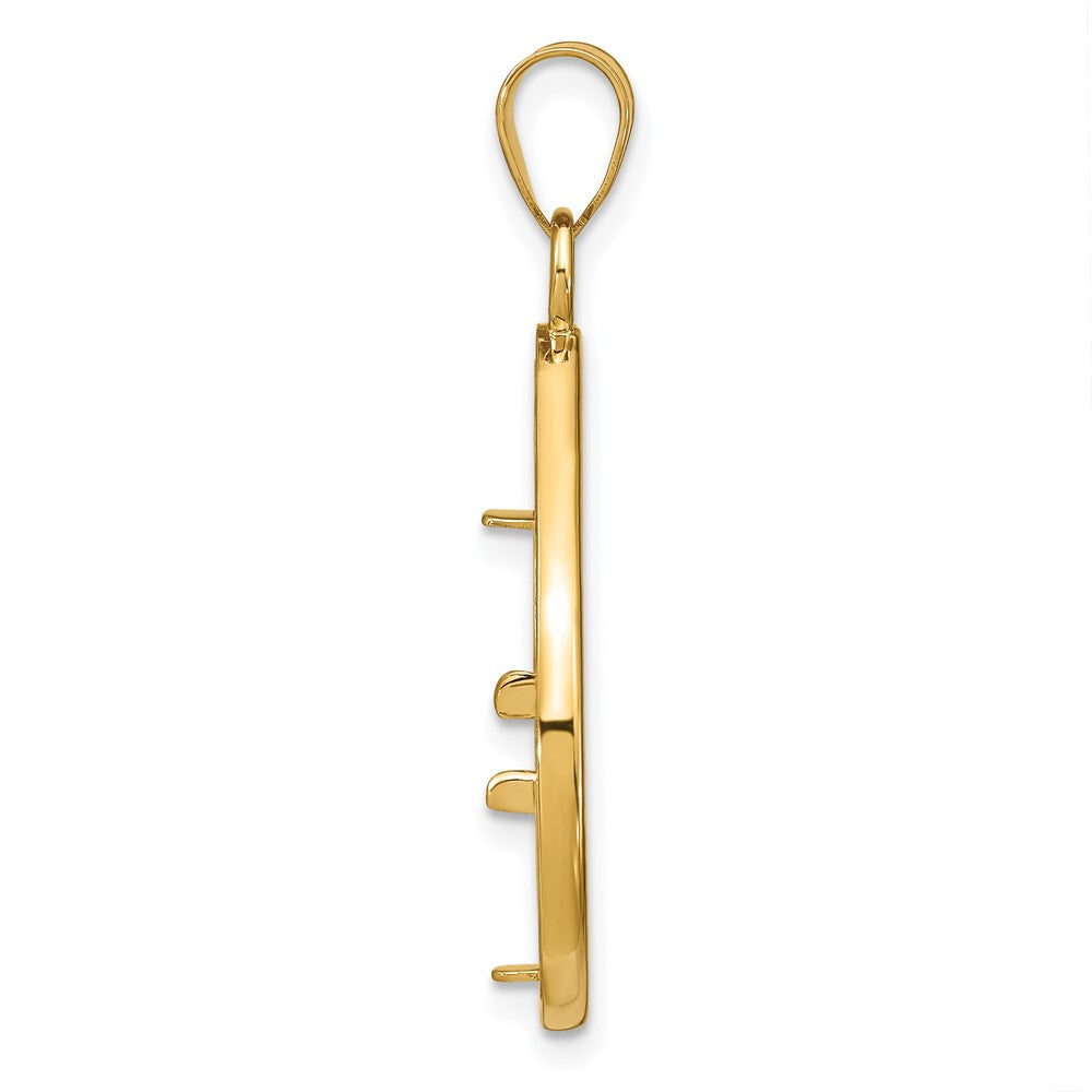 Wideband Distinguished Coin Jewelry 14k Polished Lightweight Teardrop 16.5mm Prong Coin Bezel Pendant