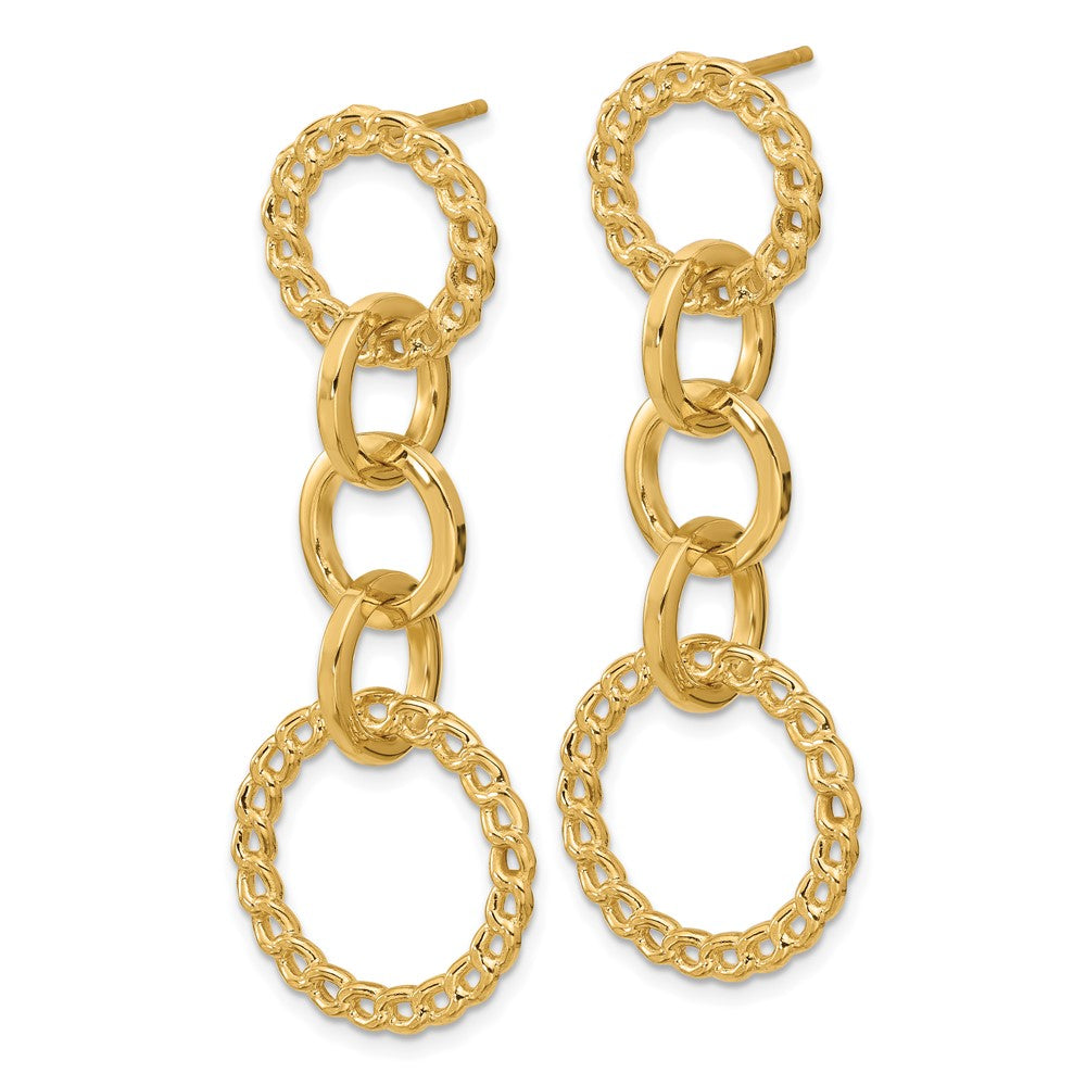 14K Polished Fancy Circle Link Dangle Post Earrings