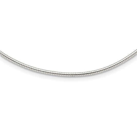 Sterling Silver Round 2mm w/2in. Ext Neckwire Chain 16 Inches