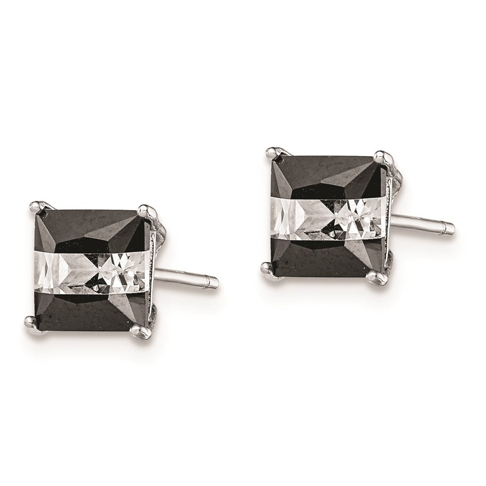 Sterling Silver Rhodium-plated Polished Fleur de Lis Dangle Earrings