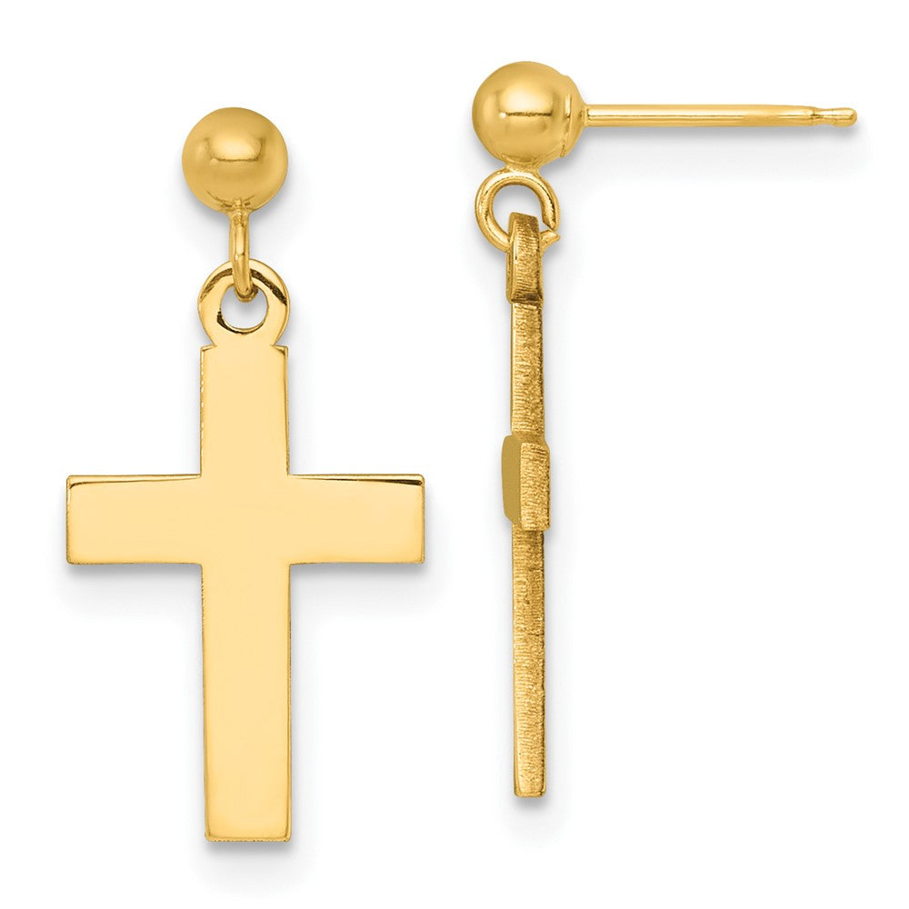 14k Polished Cross Earrings