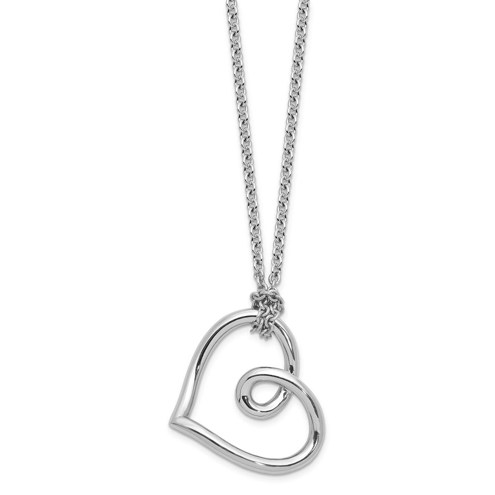 Sterling Silver Open Heart Pendant Necklace