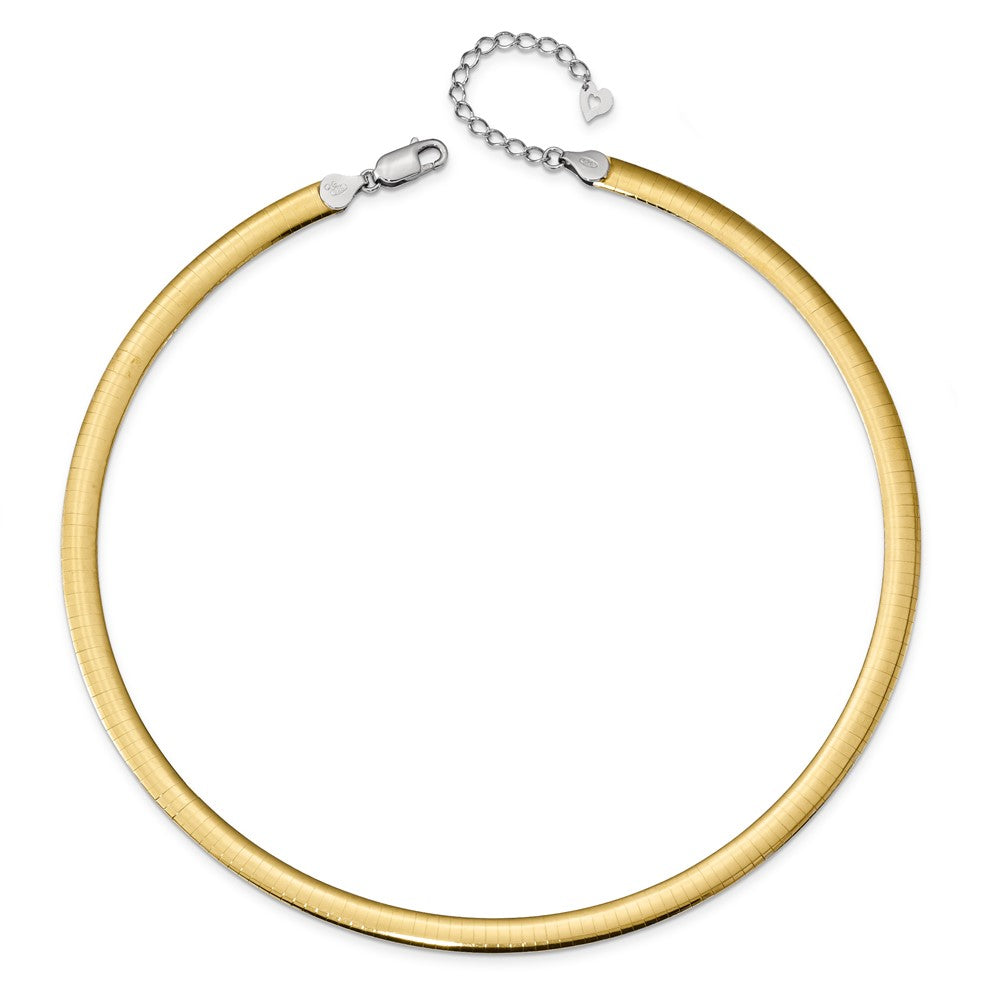 Sterling Silver Gold-plated 6mm Reversible w/2in ext Cubetto Chain 16 Inches