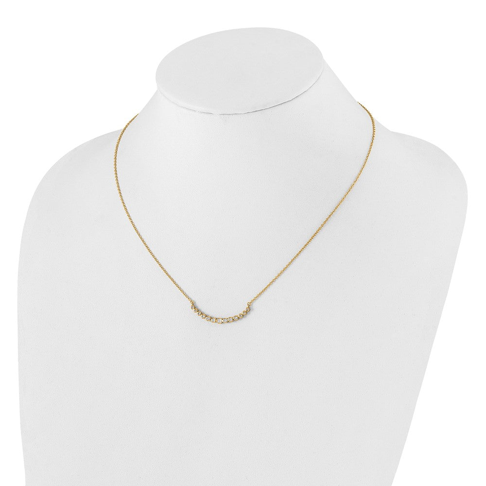True Origin 14K 1/4 carat Lab Grown Diamond VS  D E F 18 inch Graduated Curved Bar Necklace