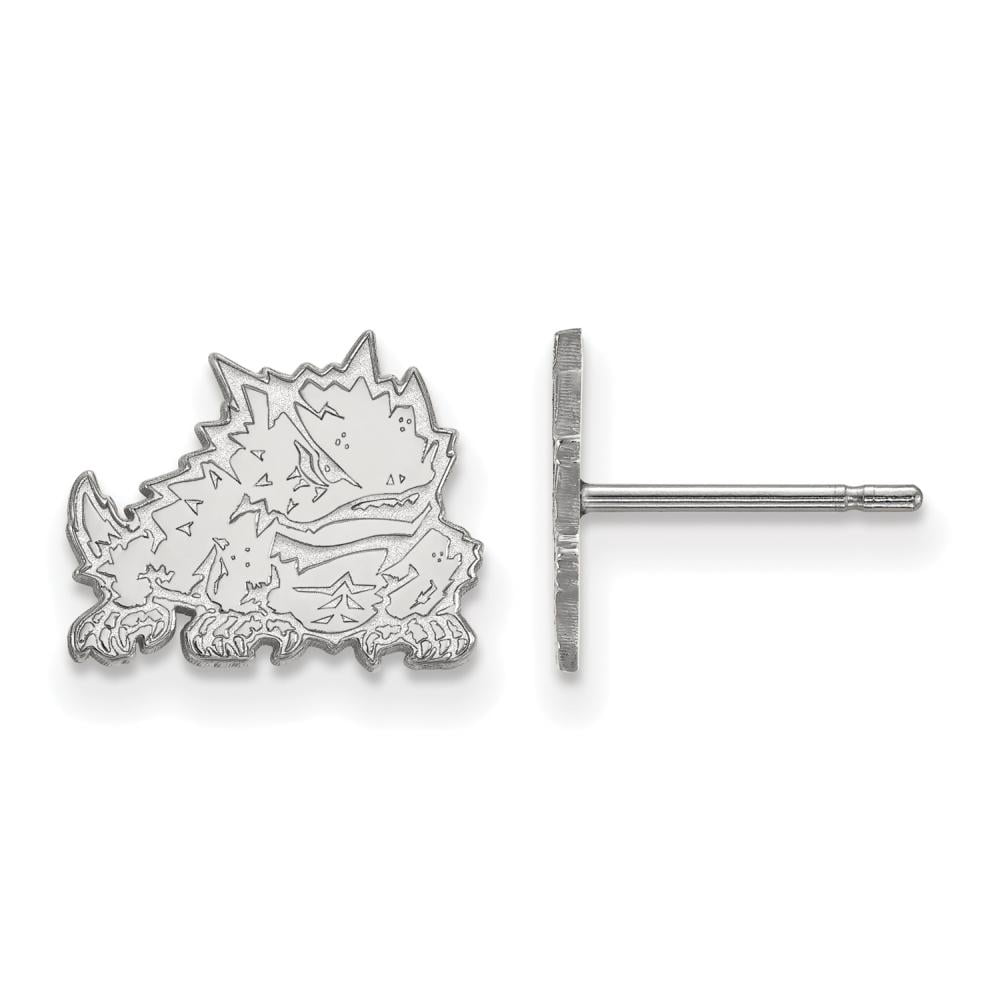 Sterling Silver LogoArt Official Licensed Collegiate Texas Christian University (TCU) XS Post Earrings