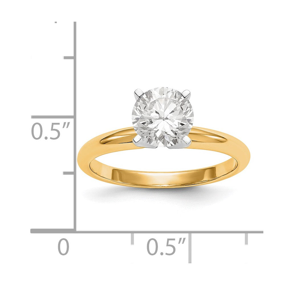 14k Two-Tone 1/3 carat Lightweight Half-Round 4-Prong Round Solitaire Ring Mounting