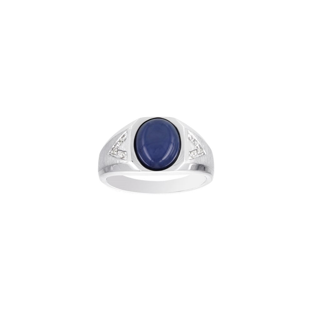 Sterling Silver Onyx & Diamond Ring