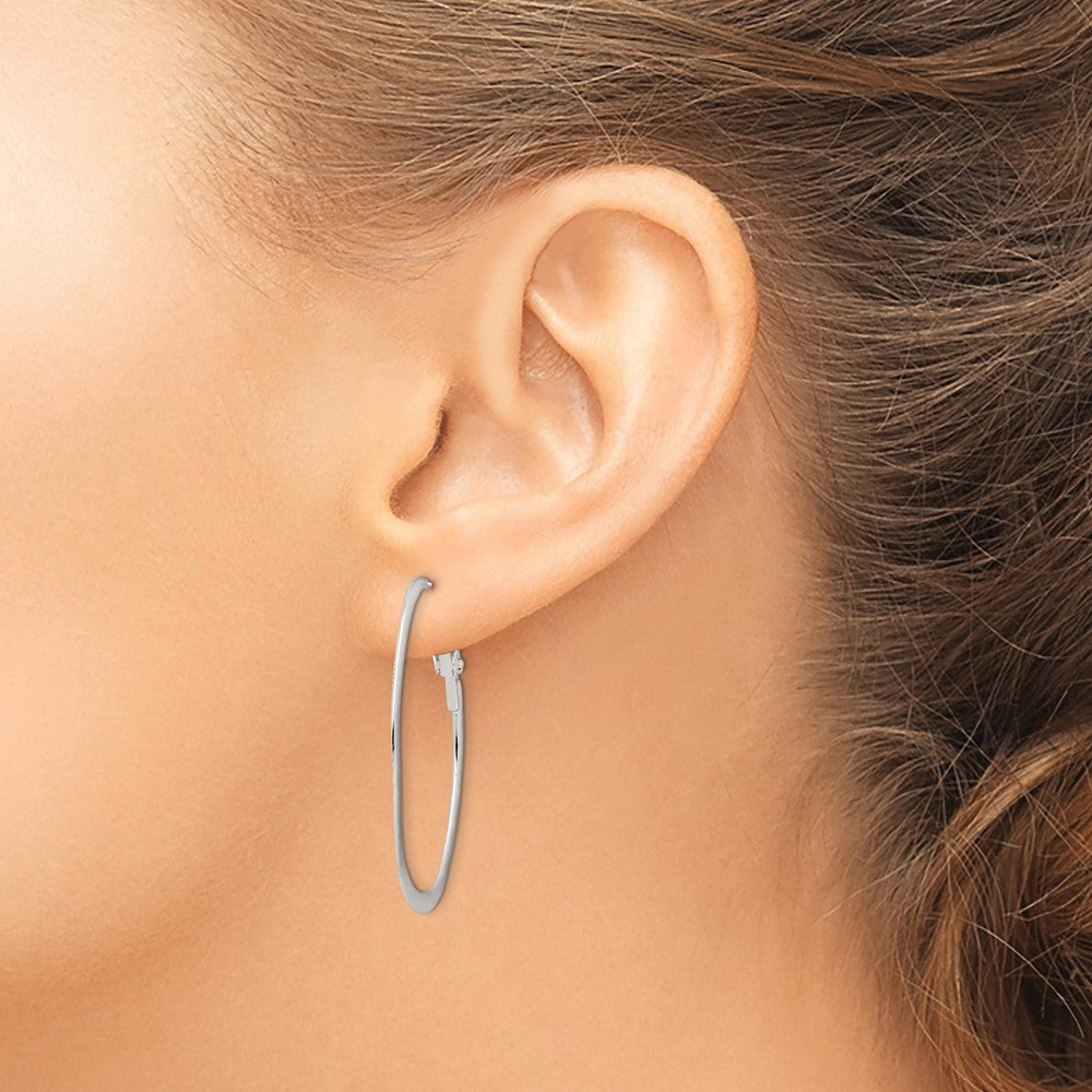 Sterling Silver Tapered Omega Back Hoop Earrings