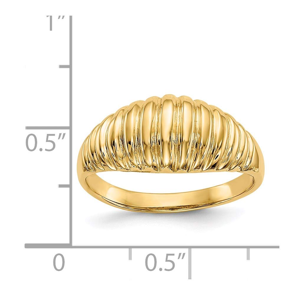14k High Polished Ribbed Dome Ring Size 7