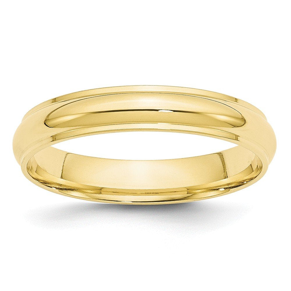 10k Yellow Gold 4mm Half Round with Edge Wedding Band Size 9.5