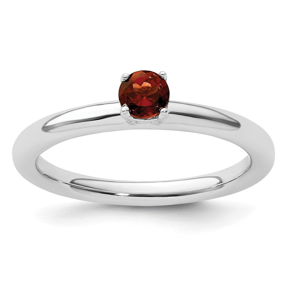 Sterling Silver Expressions Rhodium Garnet Ring