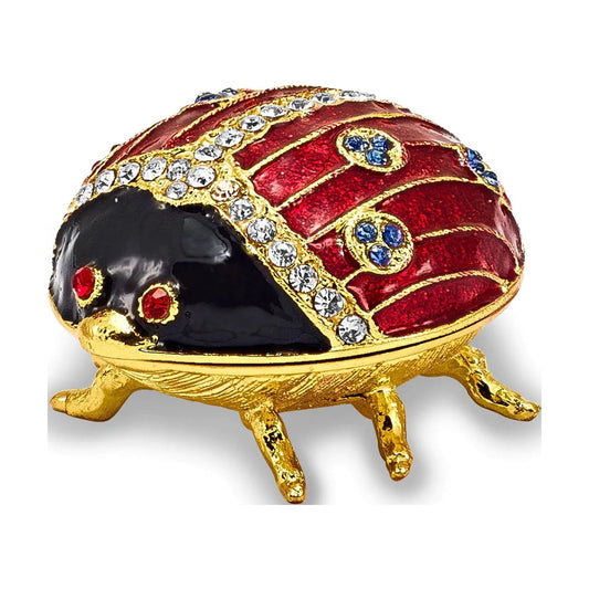 Pewter Enamel Lady Bug Trinket Box