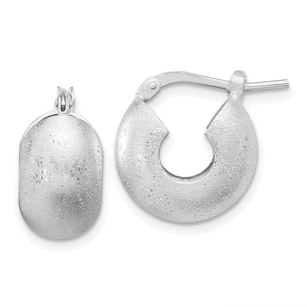 Sterling Silver Rhodium-plated Sparkle Hoop Earrings