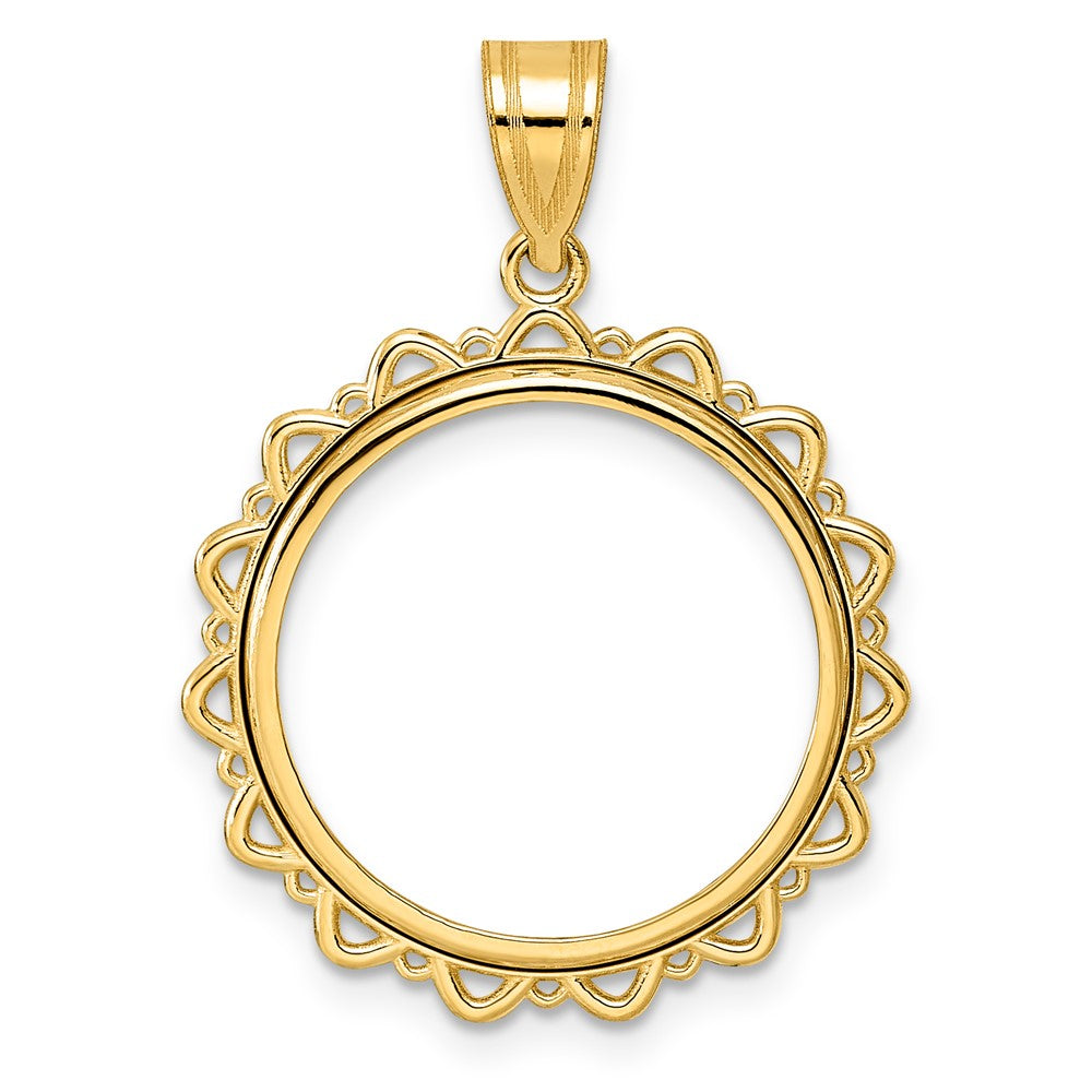 14k Polished Multi Arch with 18.0mm Prong Coin Bezel Pendant