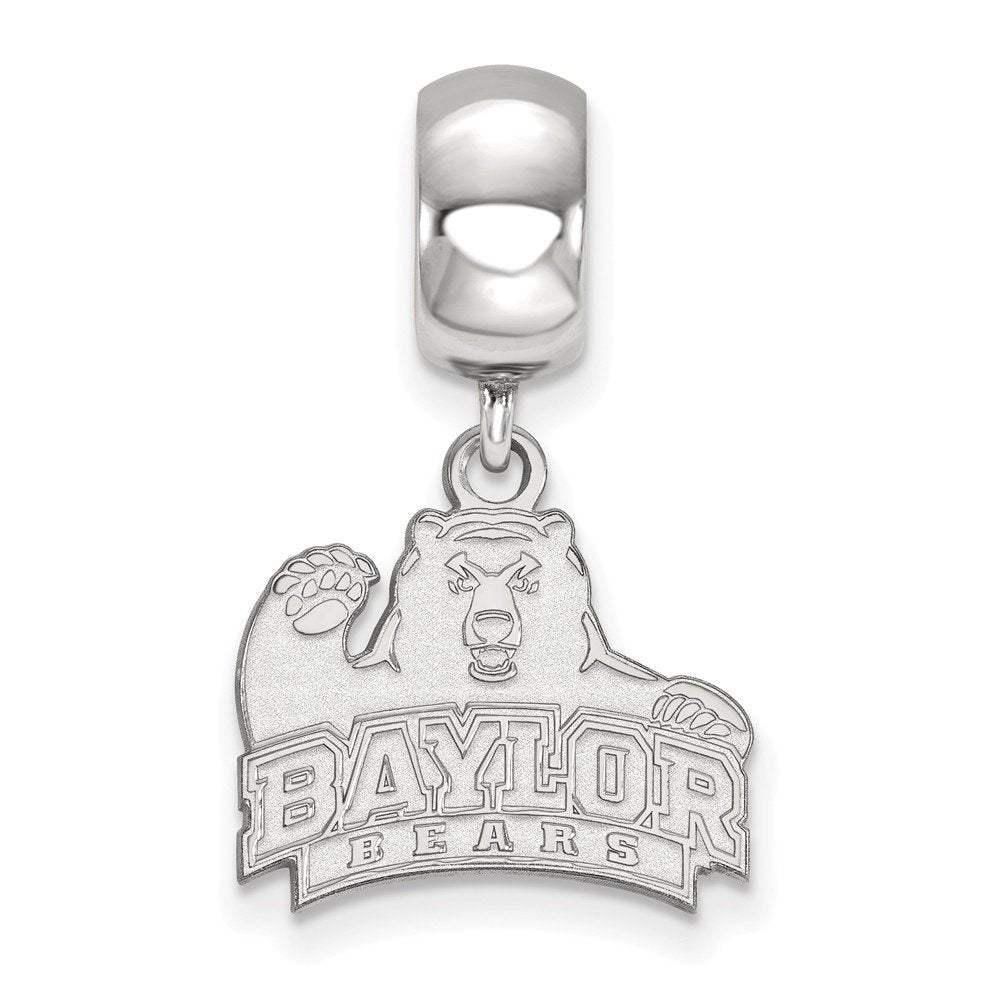 Sterling Silver Rhodium-plated LogoArt Baylor University Bears Small Dangle Bead Charm